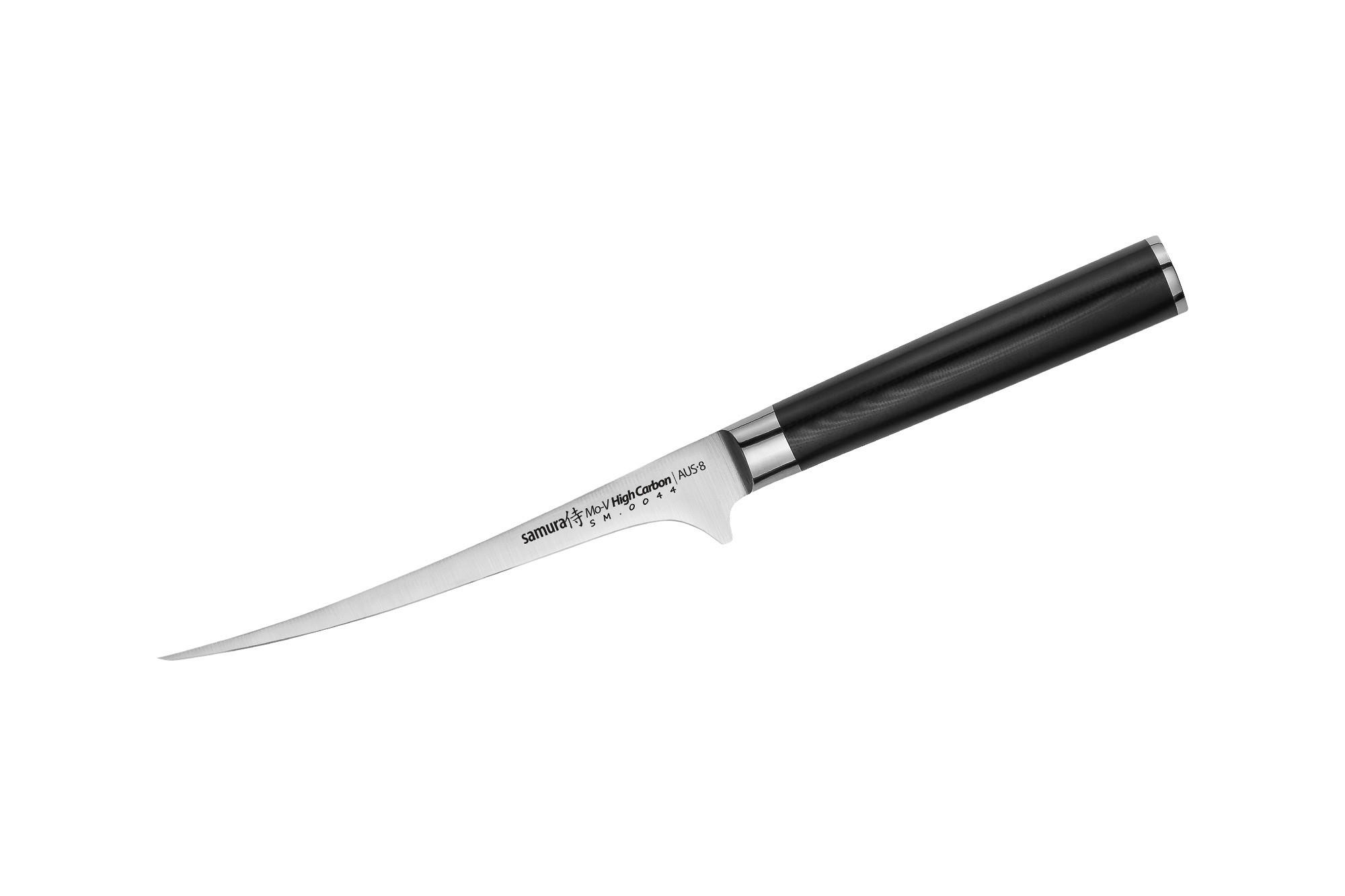 NOŽ ZA FILETIRANJE  MO-V        26 cm    nerjaveče jeklo - srebrne barve/črna, Basics, kovina/leseni material (26cm) - Samura