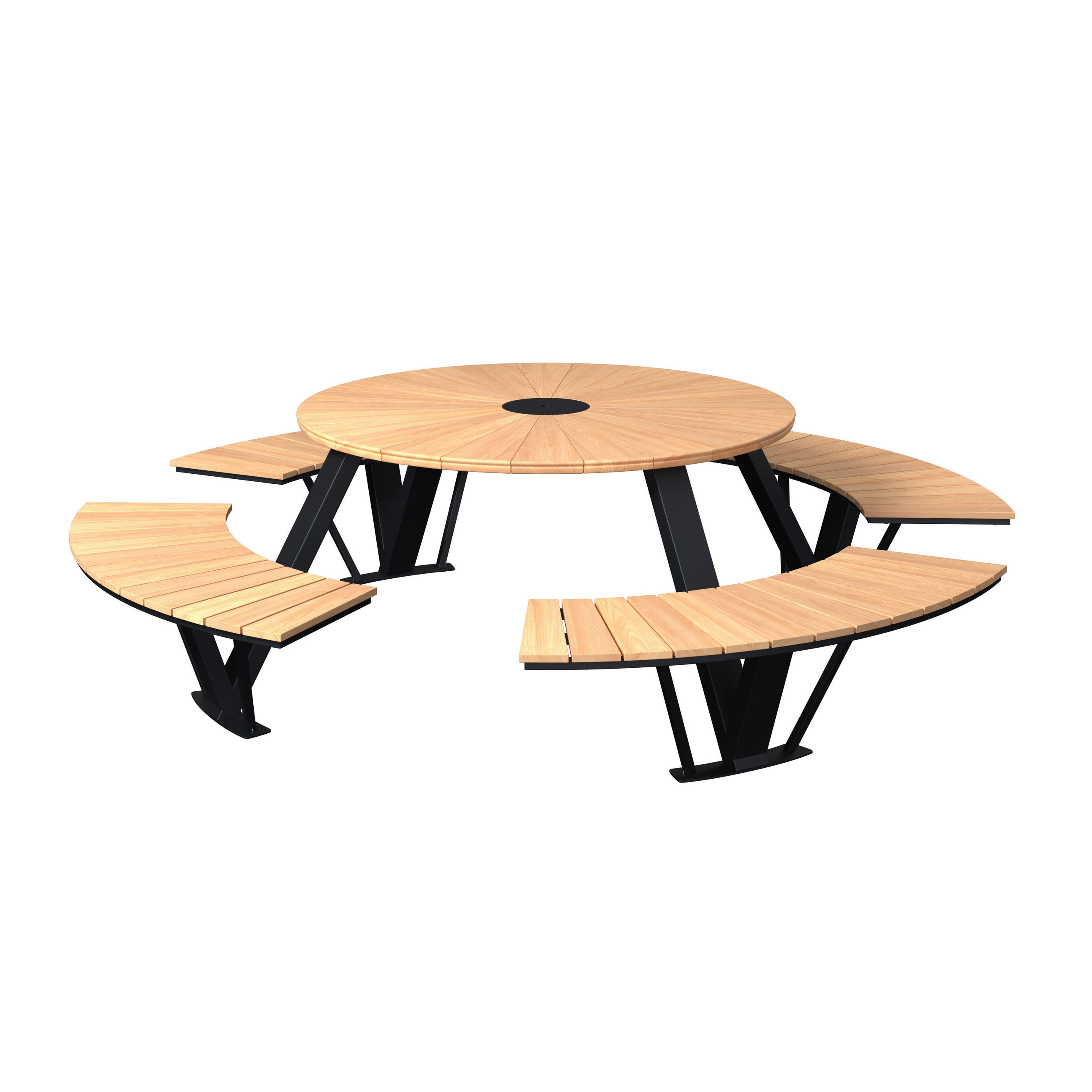 GARTENTISCHGRUPPE  - Schwarz/Teakfarben, MODERN, Holz/Metall (282/75/282cm) - Ambia Garden