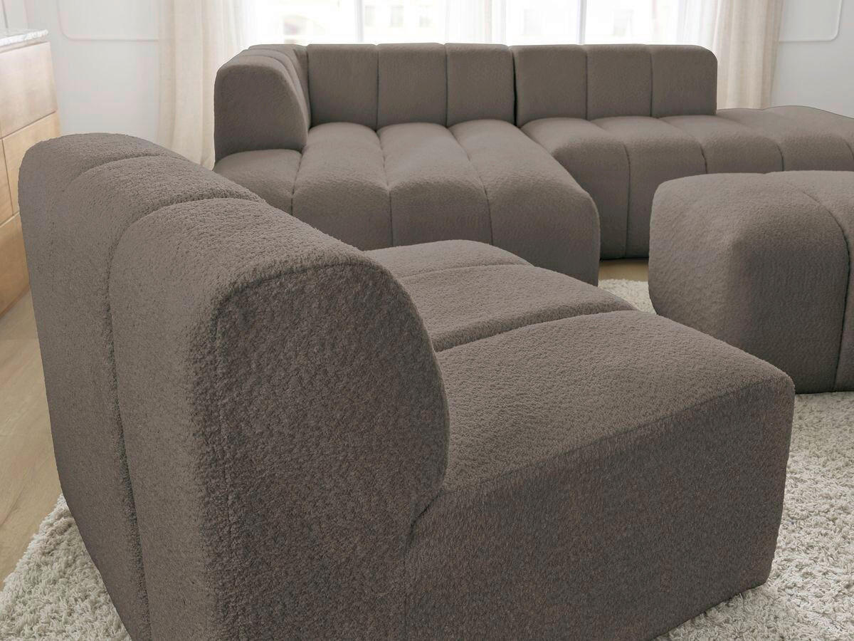 ECKSOFA Ottomane links  ANNECY Taupe Bouclé  - Taupe/Schwarz, MODERN, Kunststoff/Textil (170/262cm)
