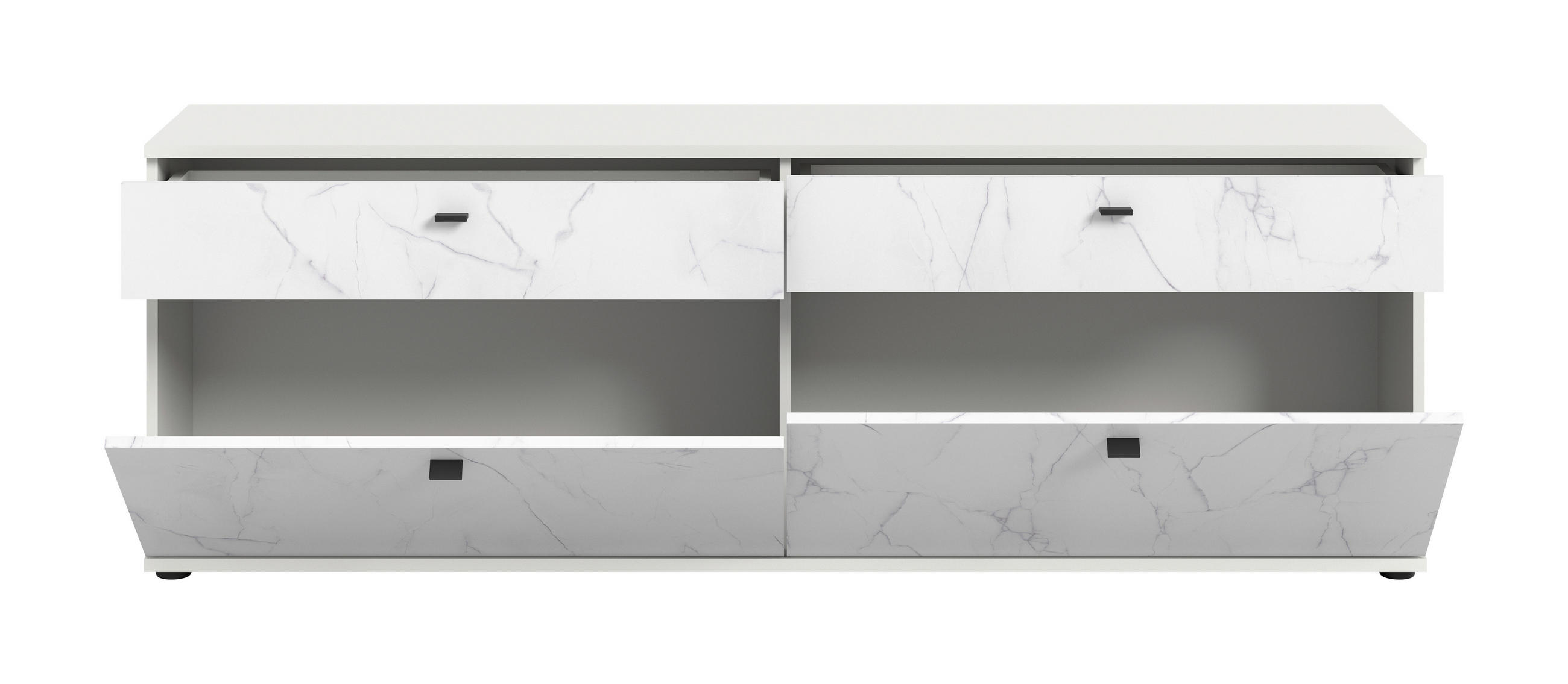 Thumbnail - Mid.you Lowboard, Weiß, Kunststoff, 2 Schubladen, 180x62x40 cm, FSC Mix, Wohnzimmer, Wohnwände, Lowboards