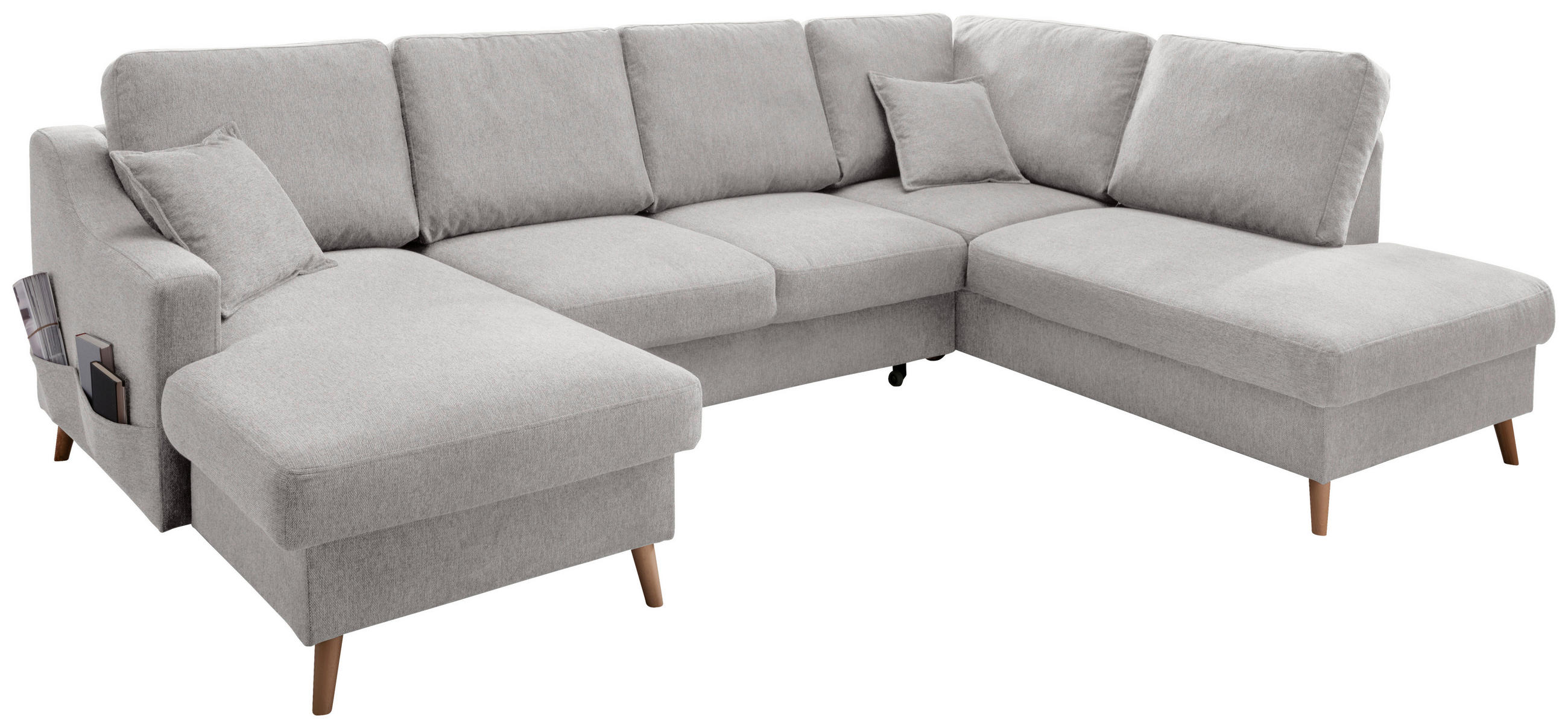 WOHNLANDSCHAFT Grau Chenille  - Naturfarben/Grau, KONVENTIONELL, Holz/Textil (150/301/200cm) - Livetastic