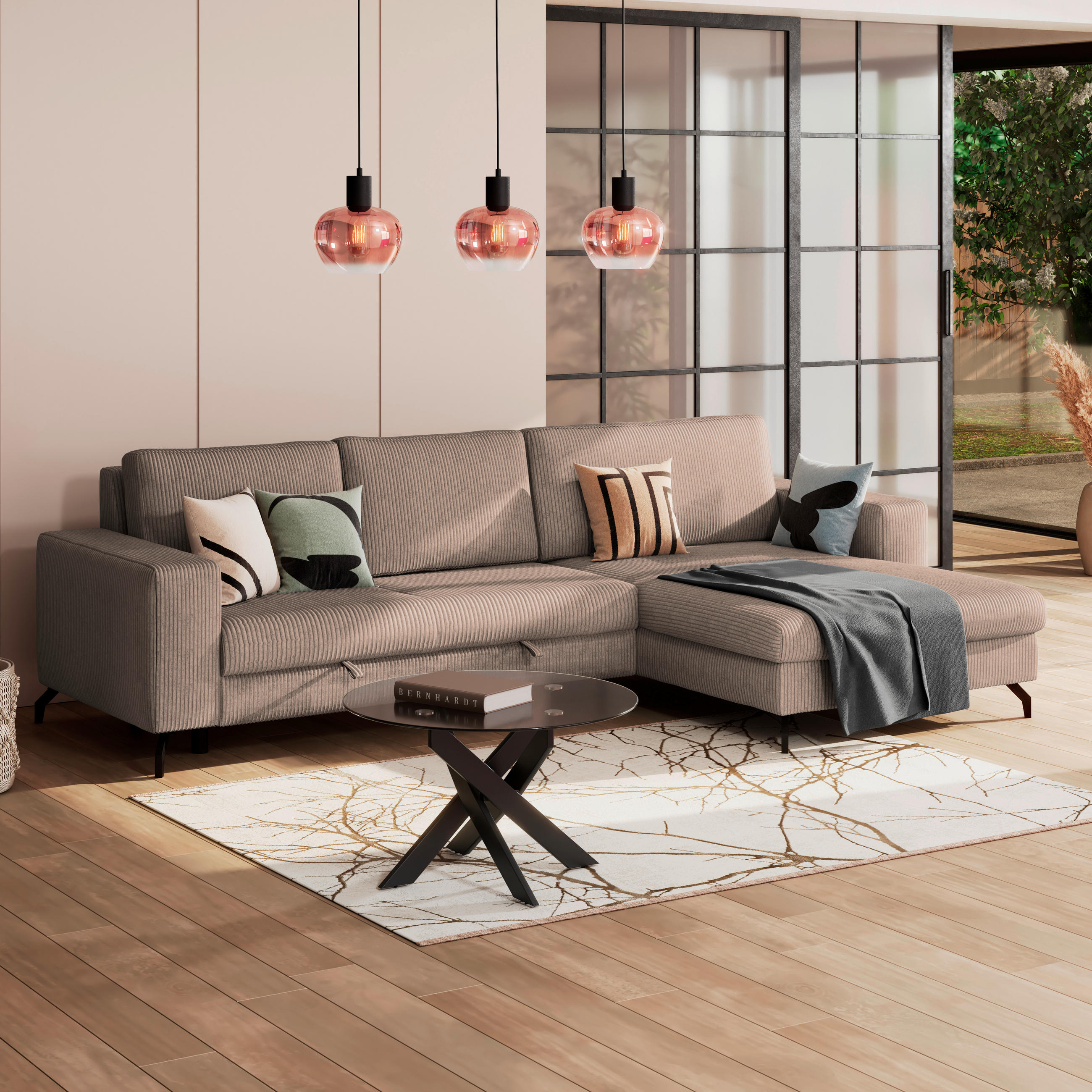 ECKSOFA Cappuccino  - Cappuccino, Trend, Textil (290/178cm) - P & B