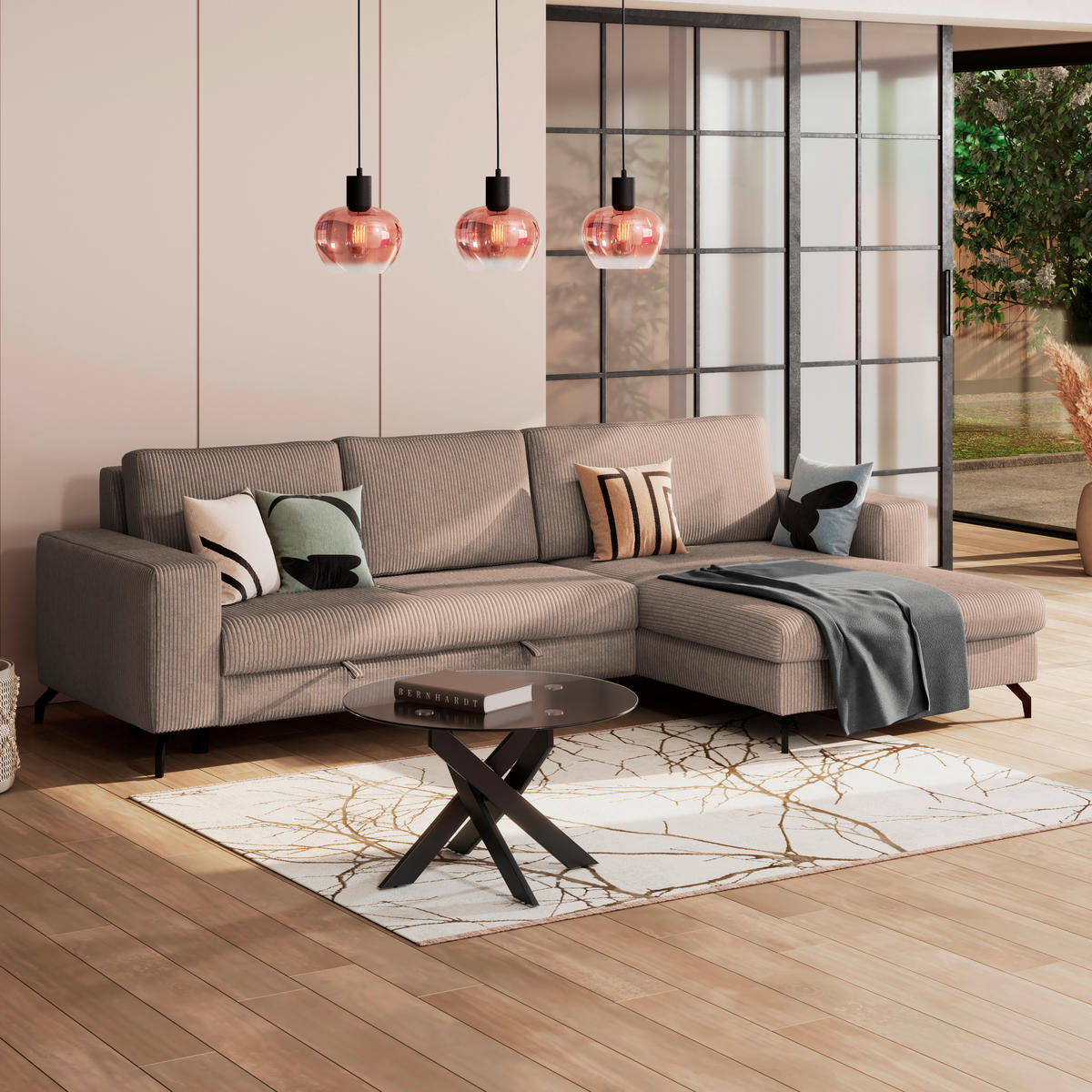 ECKSOFA Cappuccino  - Cappuccino, Trend, Textil (290/178cm) - P & B