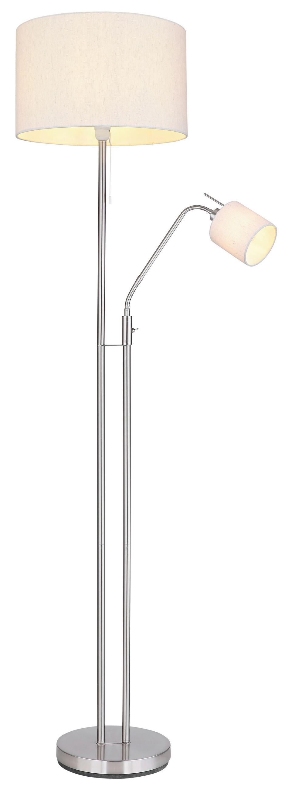 STOJEČA SVETILKA  Ava      40/175 cm       - barve niklja/peščene barve, Basics, kovina/tekstil (40/175cm) - Globo