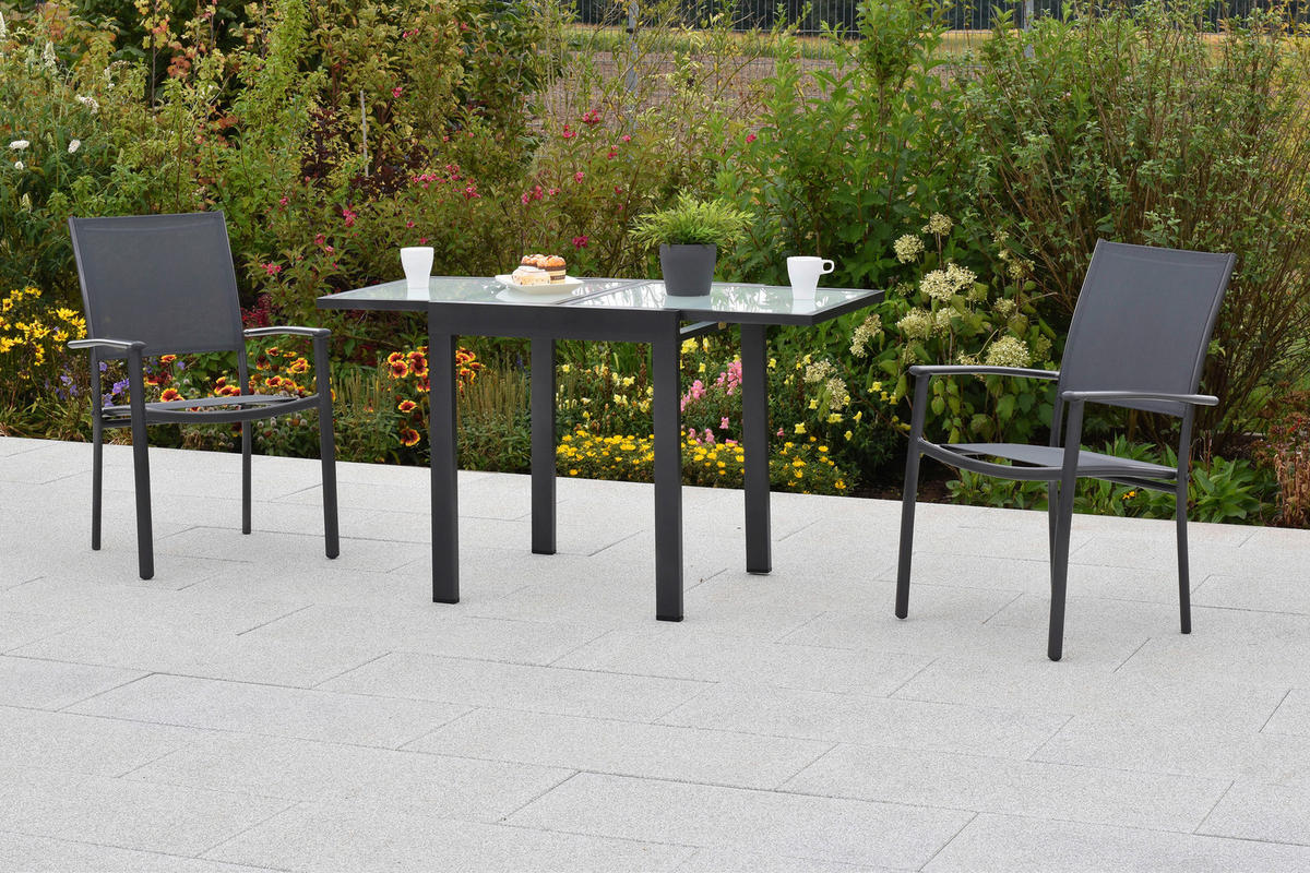 GARTENSET Aluminium  - Graphitfarben/Grau, MODERN, Textil/Metall - Gardenson