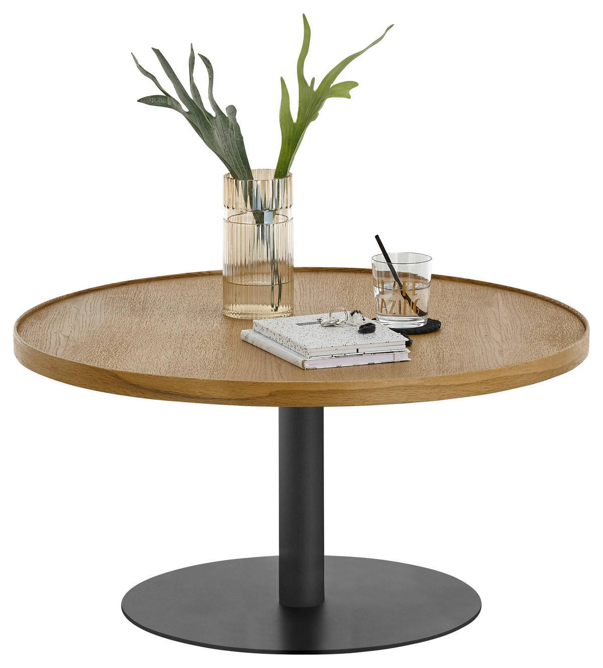 COUCHTISCH in Holz, Metall, Holzwerkstoff 80/80/40 cm  - Eichefarben/Schwarz, Design, Holz/Holzwerkstoff (80/80/40cm) - Novel