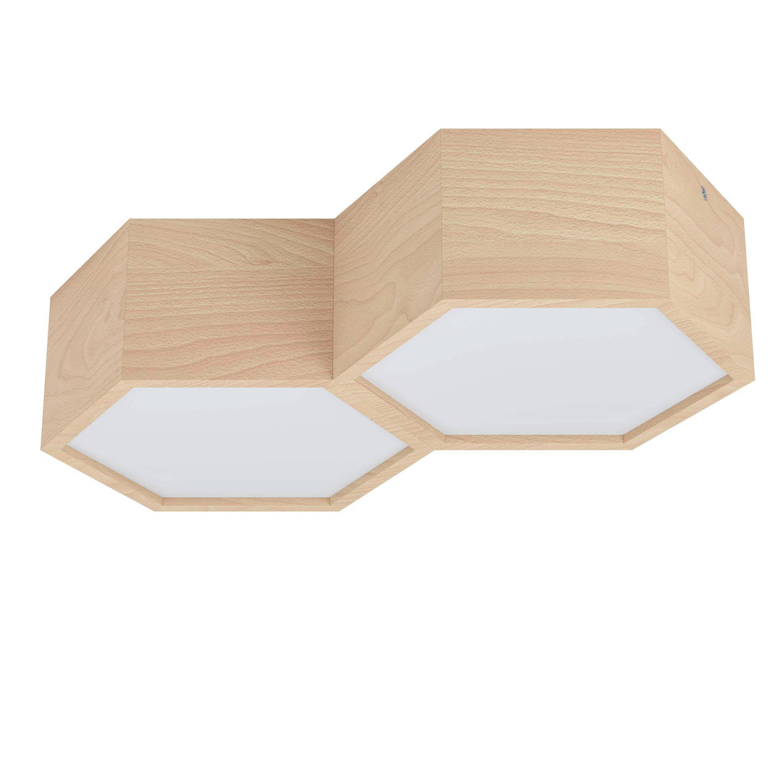 TAKLAMPA Mirlas 36/21/9 cm  - vit/brun, Natur, metall/trä (36/21/9cm) - Eglo