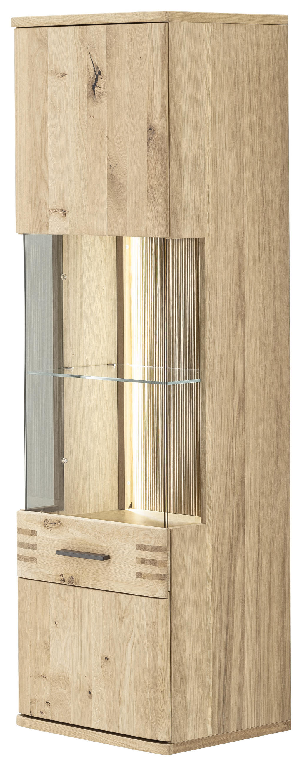 HÄNGEVITRINE Balkeneiche furniert, massiv Eichefarben Einlegeboden - Eichefarben/Anthrazit, Design, Glas/Holz (45/149/37cm) - Livetastic