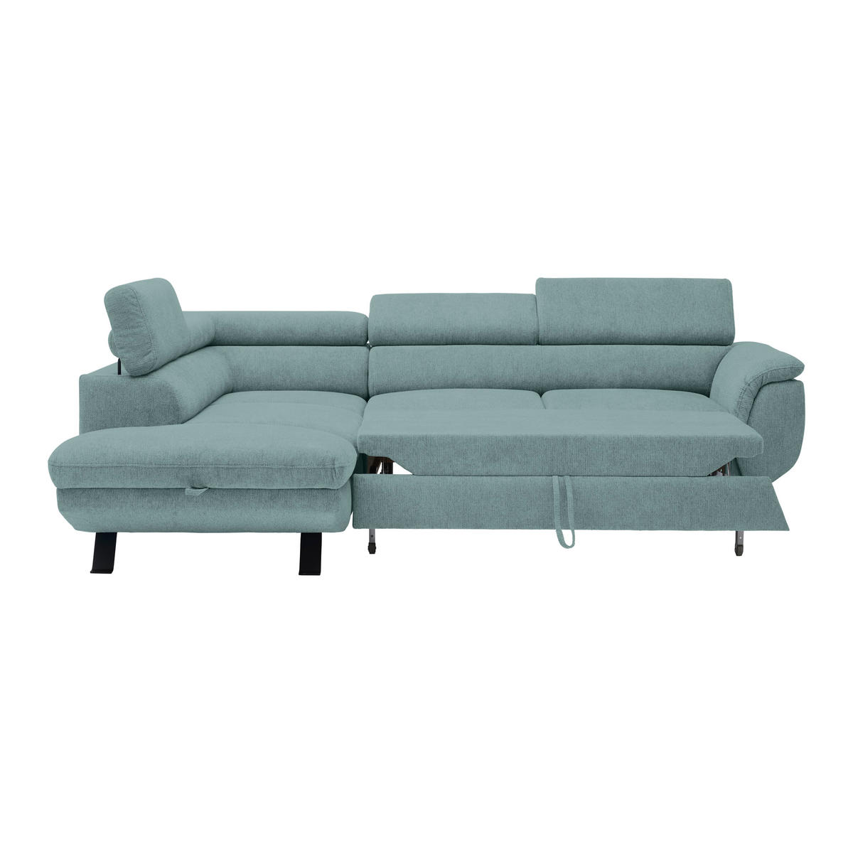 HÖRNSOFFA i vävt tyg petrol  - petrol/svart, Modern, metall/textil (198/257cm) - MID.YOU