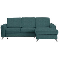 ECKSOFA Petrol Flachgewebe  - Silberfarben/Petrol, Design, Textil/Metall (244/167cm) - Cantus