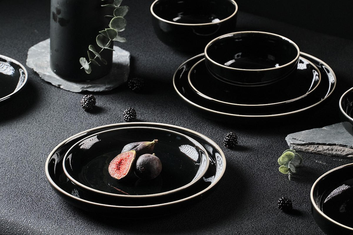 KOMBISERVICE Schwarz Bastia noro 16-teilig 4 Personen  - Schwarz, Trend, Keramik - Novel