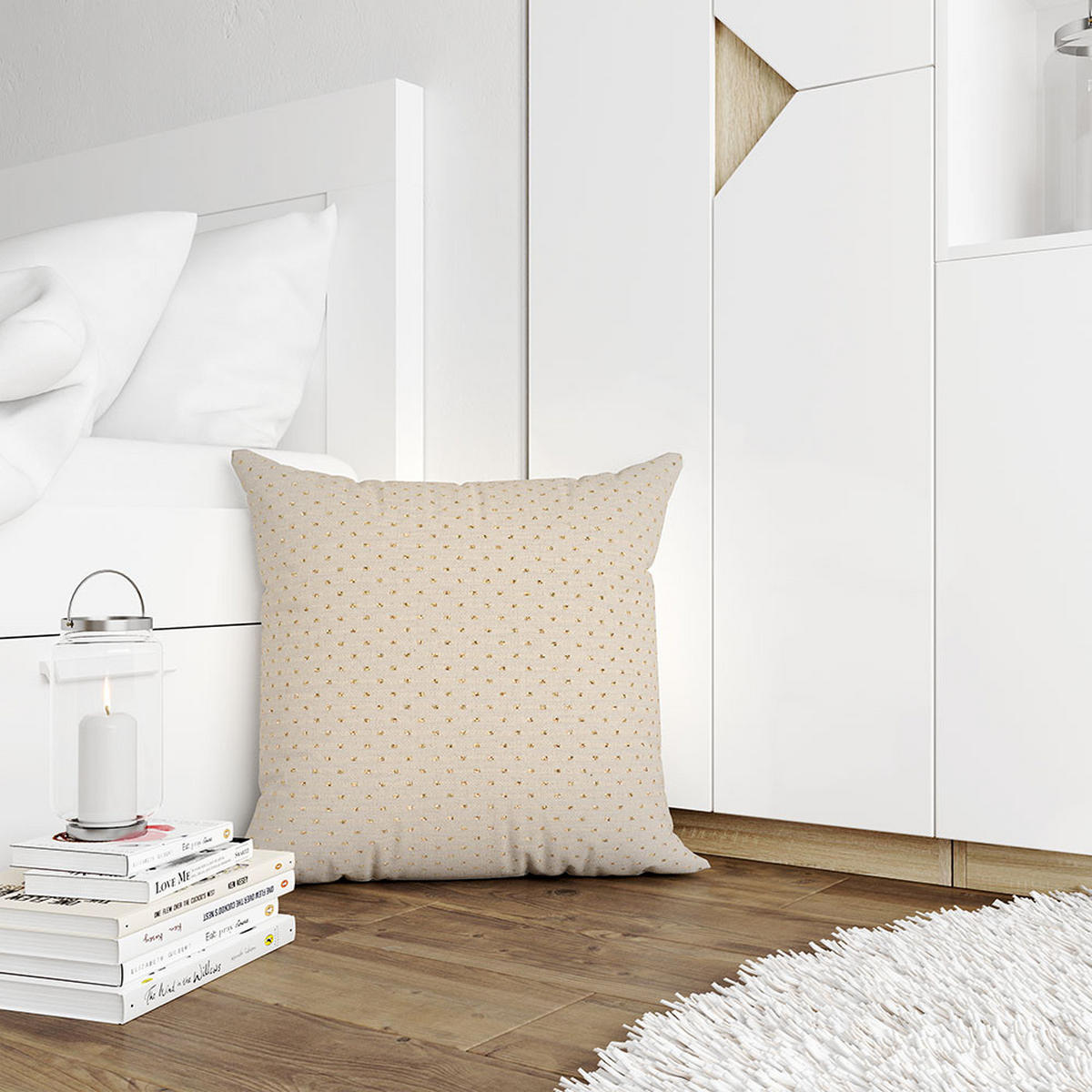 JASTUČNICA   40/40 cm  CHRIS SIMPLE  - bež/zlatne boje, Konvencionalno, tekstil (40/40cm) - X-Mas