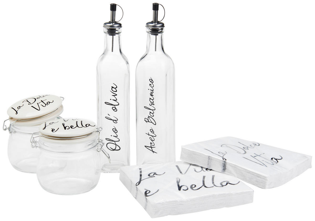 ESSIG-/ÖLFLASCHE - Transparent/Silberfarben, Basics, Glas (500ml)