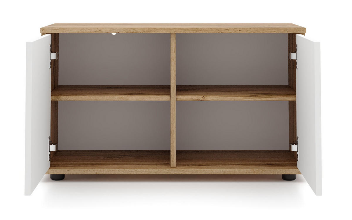 GARDEROBE 5-teilig  in 240/190/35 cm  - Eiche Wotan/Weiß, KONVENTIONELL, Glas/Holzwerkstoff (240/190/35cm) - Xora