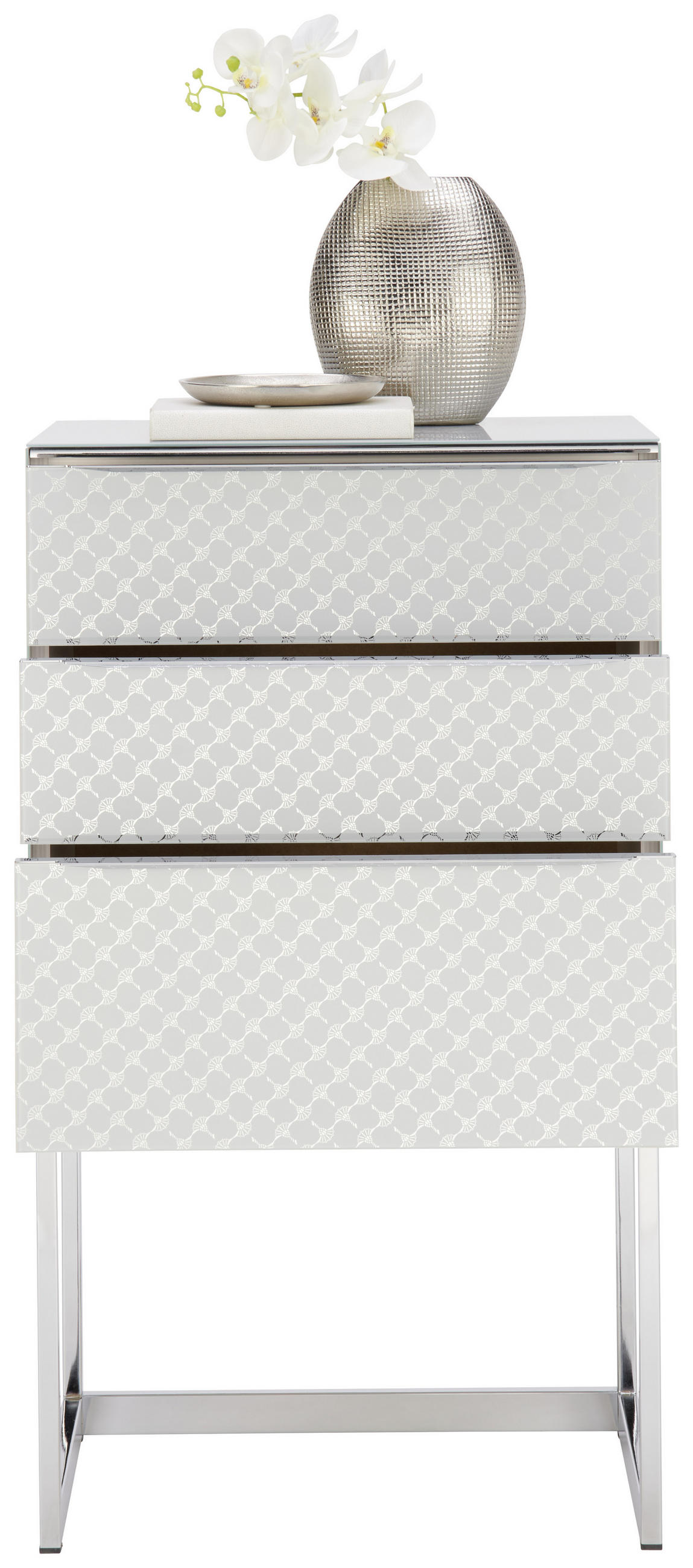 KOMMODE 58/104,5/40 cm  in Hellgrau  - Chromfarben/Hellgrau, Design, Glas/Holzwerkstoff (58/104,5/40cm) - Joop!