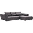 ECKSOFA in Webstoff Braun, Grau  - Silberfarben/Braun, Design, Kunststoff/Textil (304/218cm) - Carryhome