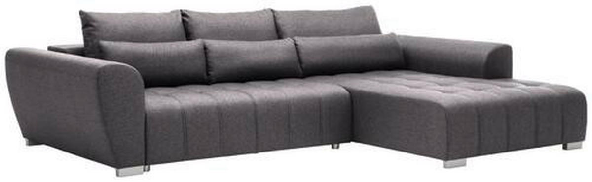 ECKSOFA in Webstoff Braun, Grau  - Silberfarben/Braun, Design, Kunststoff/Textil (304/218cm) - Carryhome