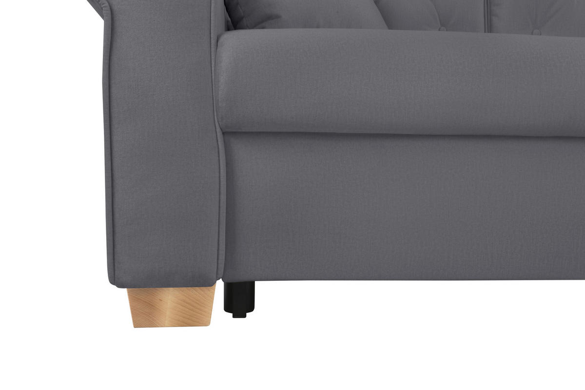 SCHLAFSOFA  mit Bettkasten erhältlich, Liegefunktion, Rücken echt, Armteil links, Armteil rechts Dunkelgrau  - Dunkelgrau/Buchefarben, Design, Holz/Textil (240/94/98cm) - MID.YOU