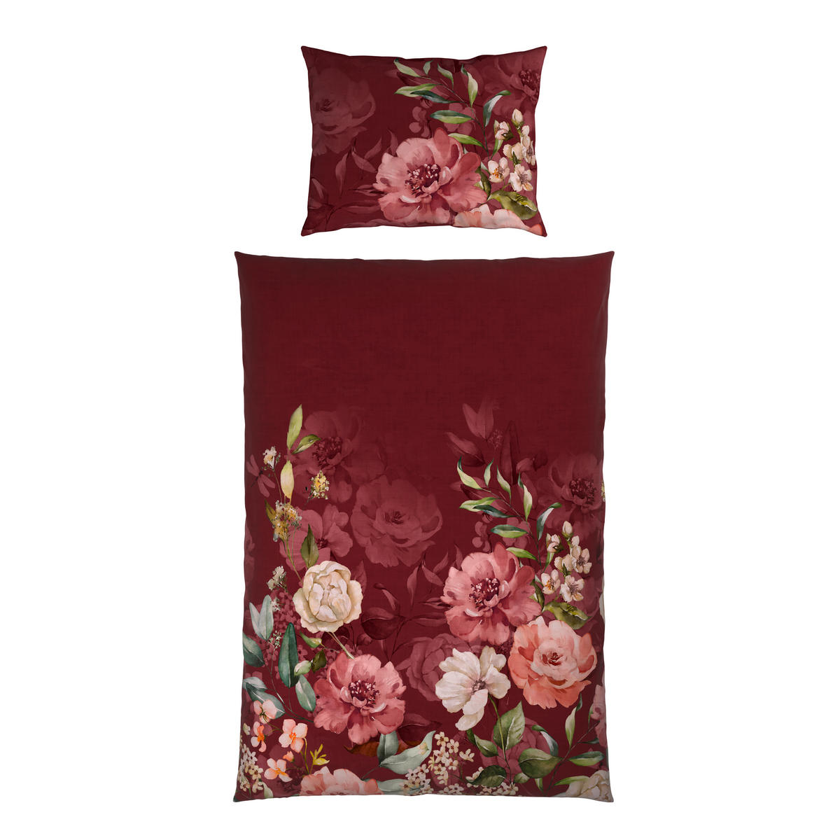 BETTWÄSCHE 2-teilig Mavie Satin 140/200 cm  - Dunkelrot, KONVENTIONELL, Textil (140/200cm) - Esposa