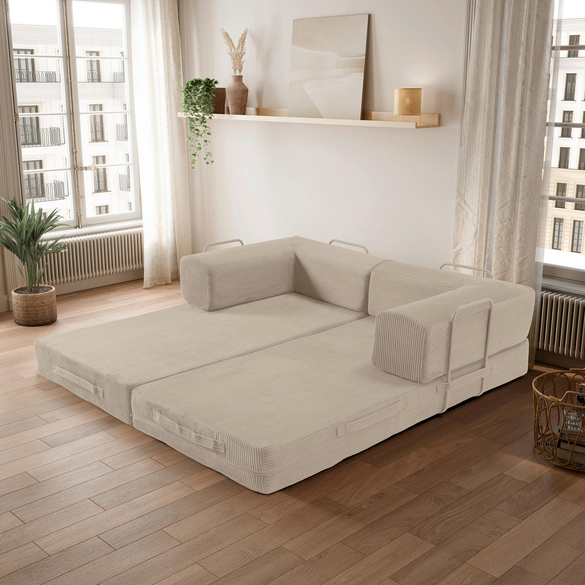 SCHLAFSOFA Cord Creme  - Creme, MODERN, Textil (200/70/90cm) - Livetastic