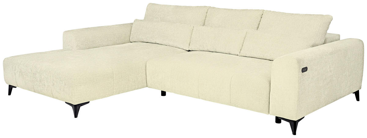 ECKSOFA  in Chenille Creme  222/279 cm  - Creme/Schwarz, KONVENTIONELL, Kunststoff/Textil (222/279cm) - Hom`in