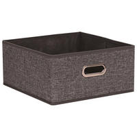 KOŠÍK DO REGÁLU, hnedá - hnedá/sivá, Basics, kartón/kov (31/31/15cm) - Homeware