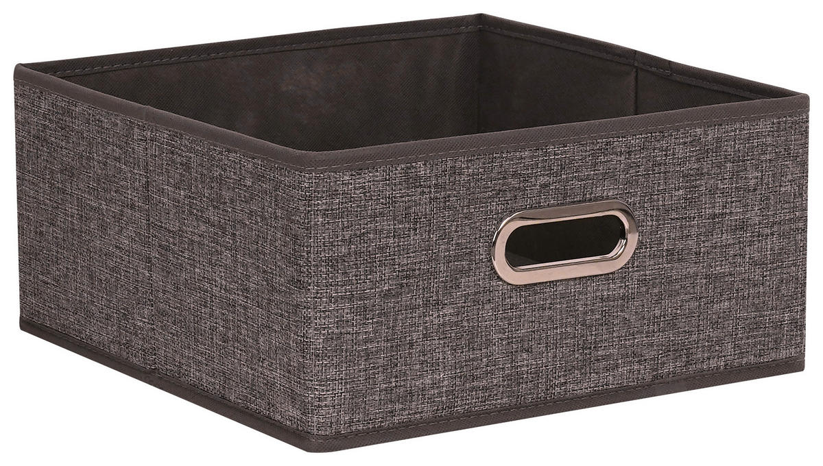 KOŠÍK DO REGÁLU, hnedá - hnedá/sivá, Basics, kartón/kov (31/31/15cm) - Homeware