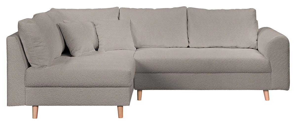 ECKSOFA inkl. Hocker Ariella Grau Bouclé  - Naturfarben/Grau, Design, Holz/Textil (161/231cm) - Livetastic