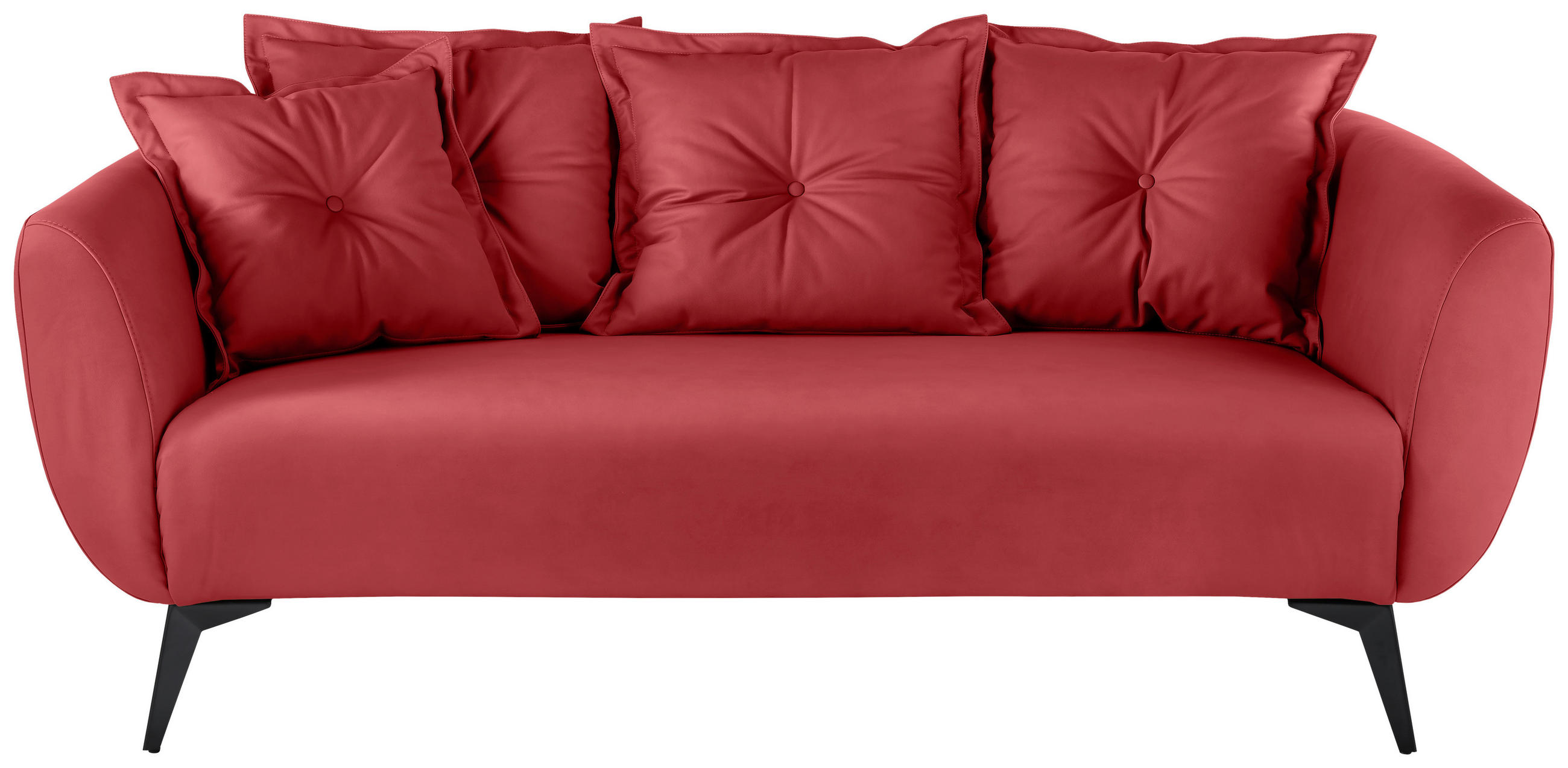 2,5-SITZER in Lederlook Rot  - Rot/Schwarz, MODERN, Textil/Metall (196/94/103cm) - Livetastic