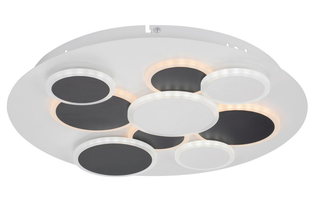 STROPNÍ LED SVÍTIDLO, 46,8/6 cm  - bílá/černá, Trend, kov/plast (46,8/6cm) - Novel