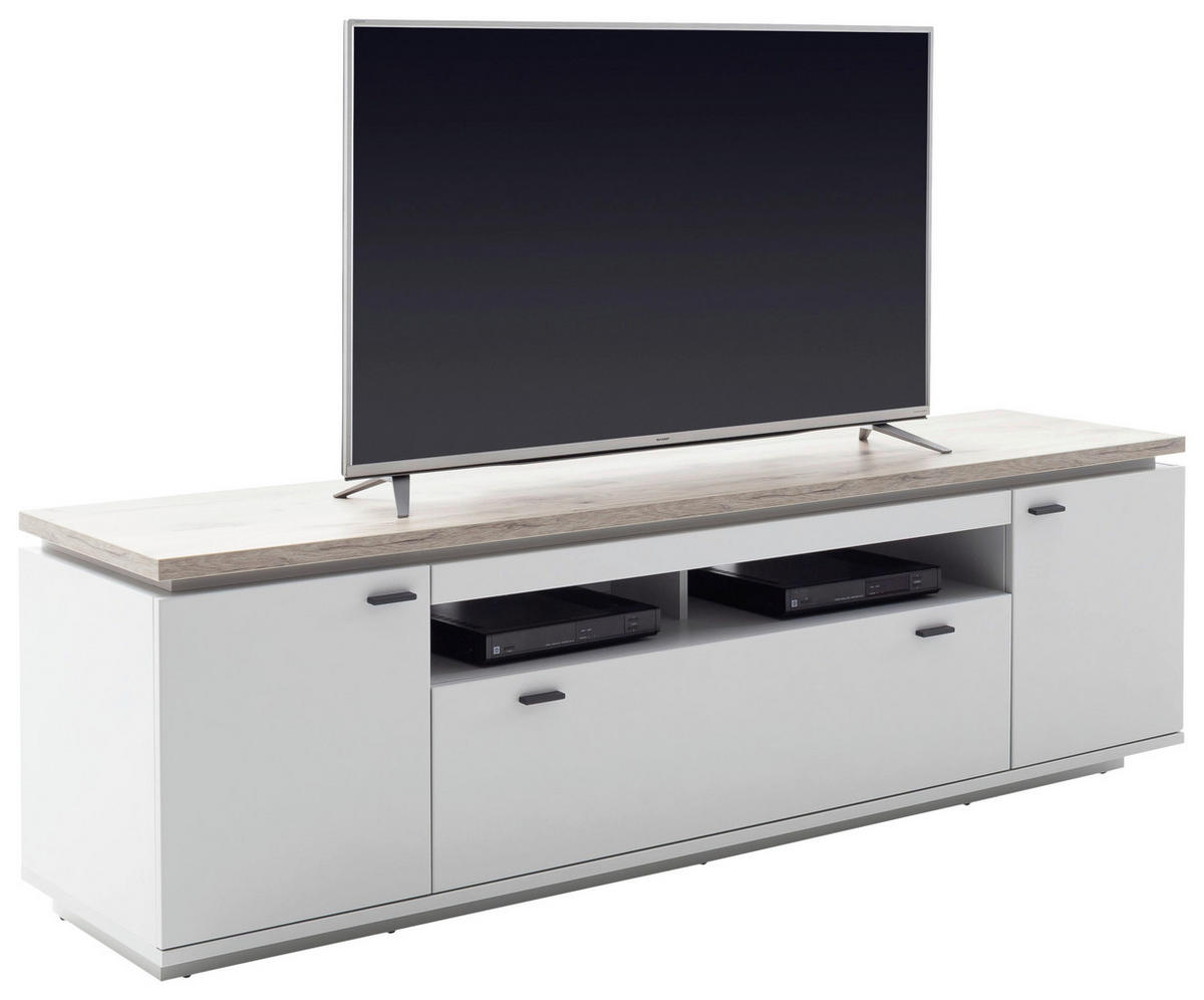 LOWBOARD Grau, Eichefarben   - Eichefarben/Anthrazit, Design, Holzwerkstoff/Metall (210/65/50cm) - Stylife