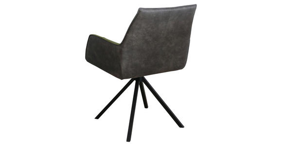 ARMLEHNSTUHL in Eisen Echtleder pigmentiert - Schwarz/Grün, Design, Leder/Textil (59,5/87,5/69cm) - Novel