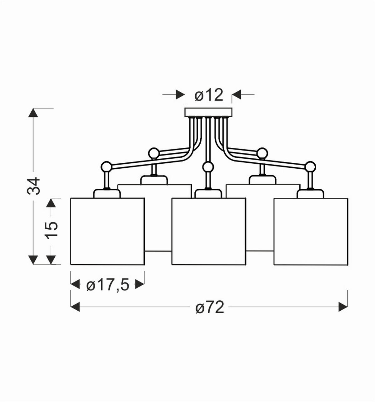 DECKENLEUCHTE    72/72/34 cm  - Creme/Schwarz, KONVENTIONELL, Kunststoff/Metall (72/72/34cm)