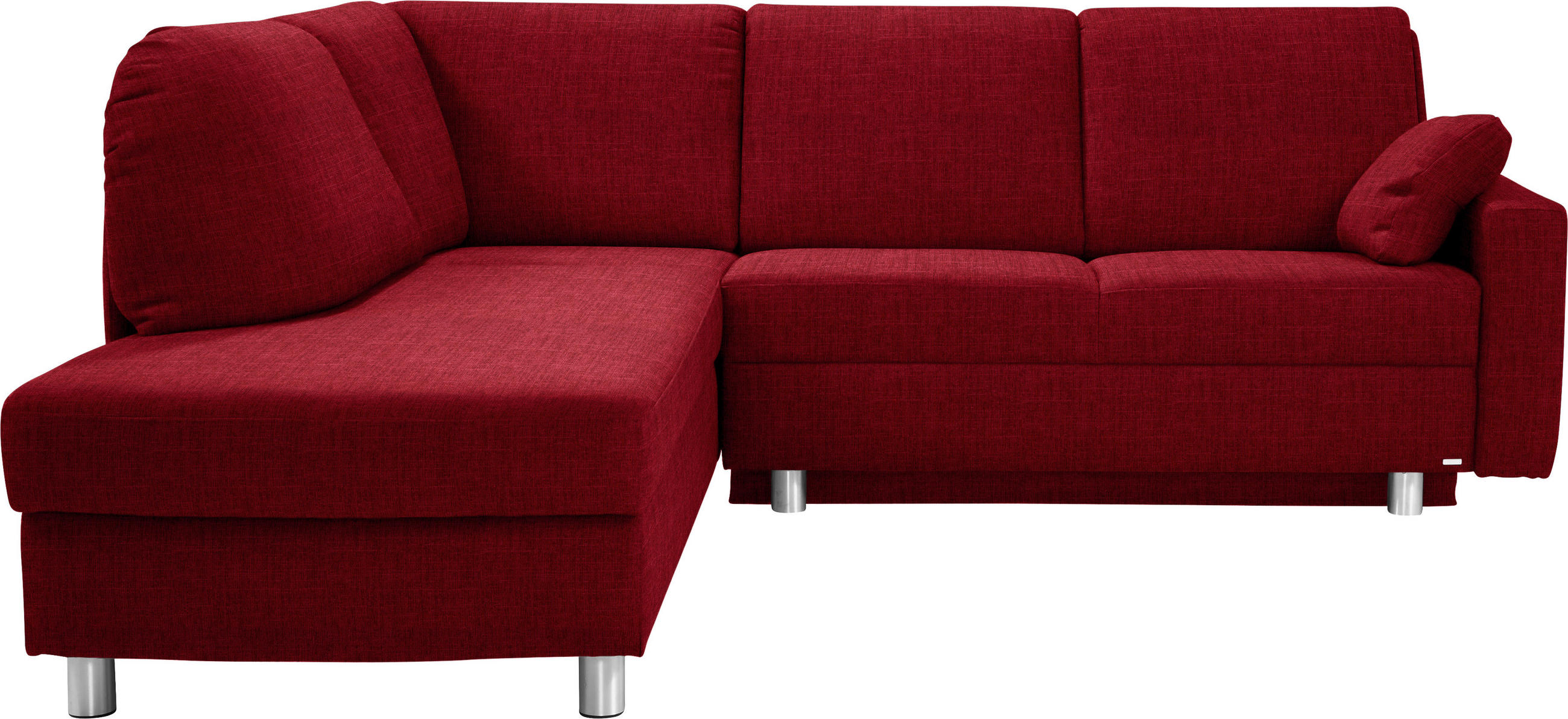 ECKSOFA 208/227 cm  in Chenille Rot Zierkissen, Armlehnenkissen  208/227 cm  - Rot/Alufarben, KONVENTIONELL, Textil/Metall (208/227cm) - Sedda