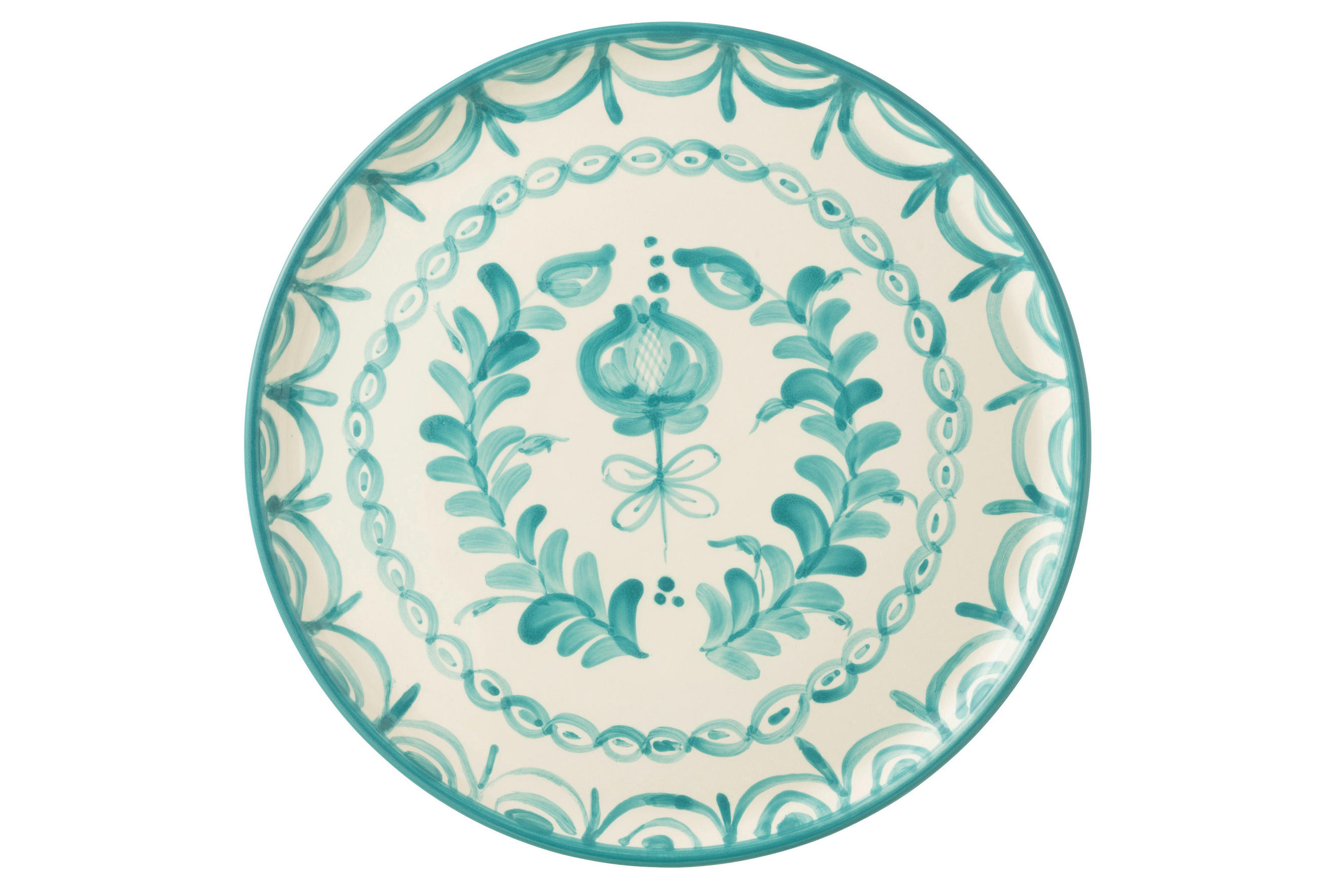 DEKOTELLER - Türkis/Weiss, Basics, Keramik (34/34/2.5cm)