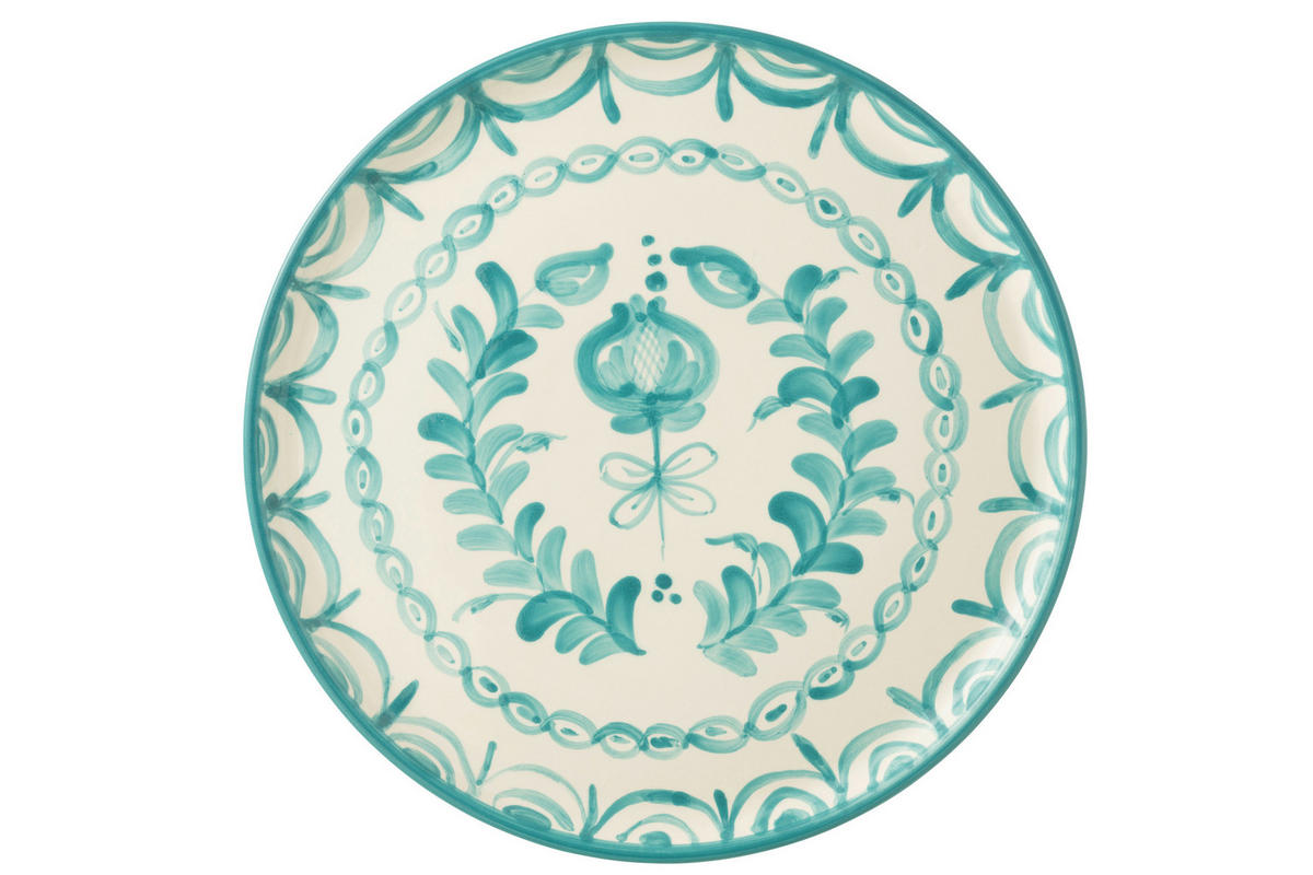 DEKOTELLER - Türkis/Weiss, Basics, Keramik (34/34/2.5cm)