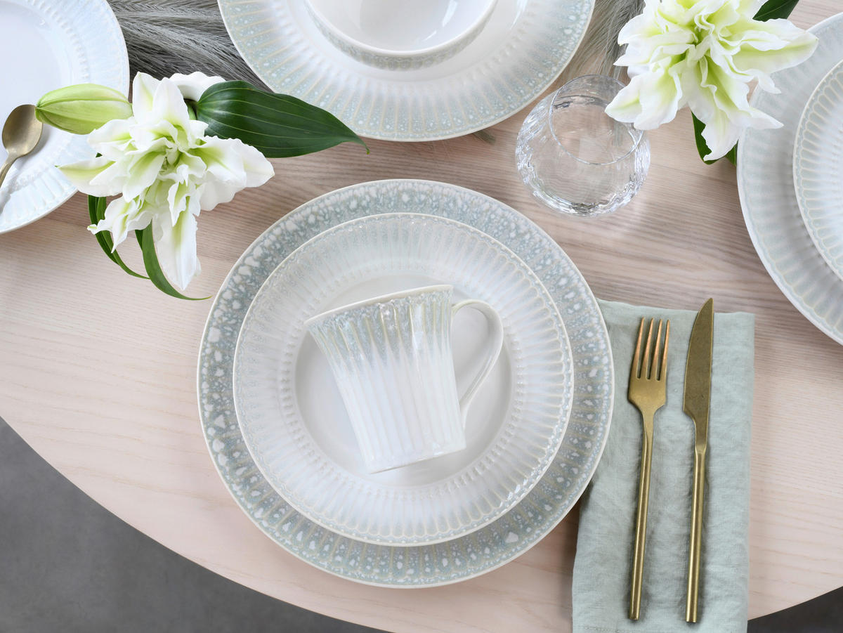 KOMBISERVICE Creme, Perlmutt Celadon Beige 16-teilig 4 Personen  - Perlmutt/Creme, Basics, Keramik - Creatable