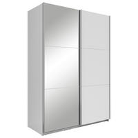 SCHWEBETÜRENSCHRANK Weiss  - Weiss/Silberfarben, Basics, Glas/Holzwerkstoff (150/216/64cm) - Boxxx