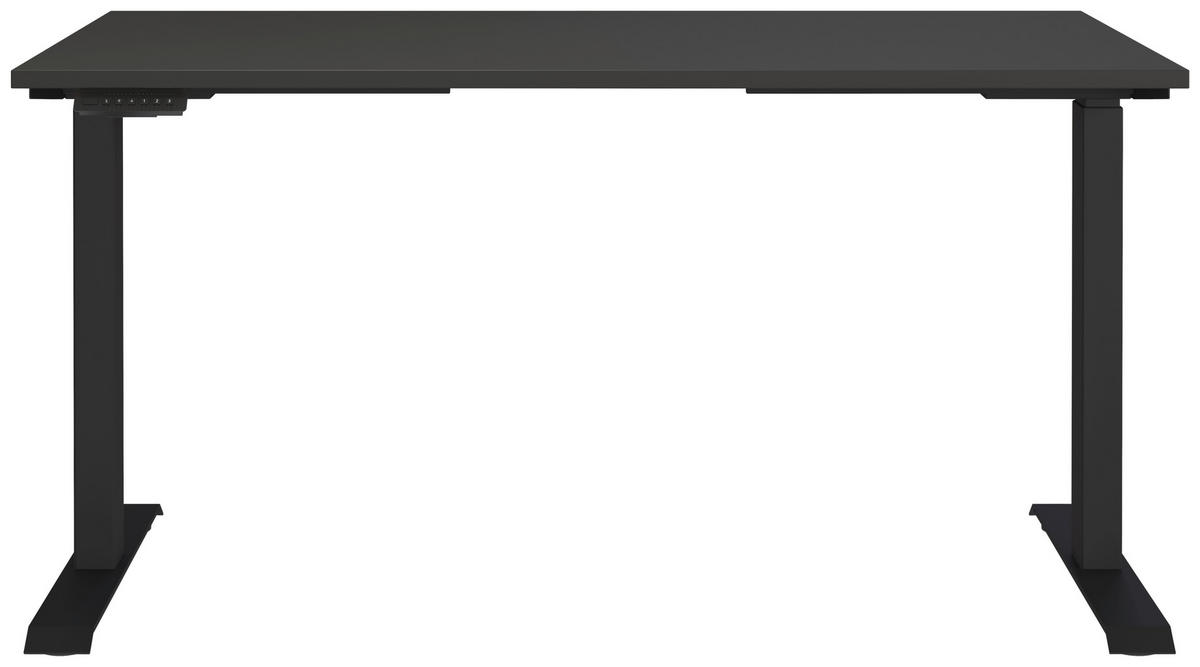 SCHREIBTISCH höhenverstellbar  - Graphitfarben/Schwarz, MODERN, Holzwerkstoff/Metall (140/80/72-120cm) - Germania