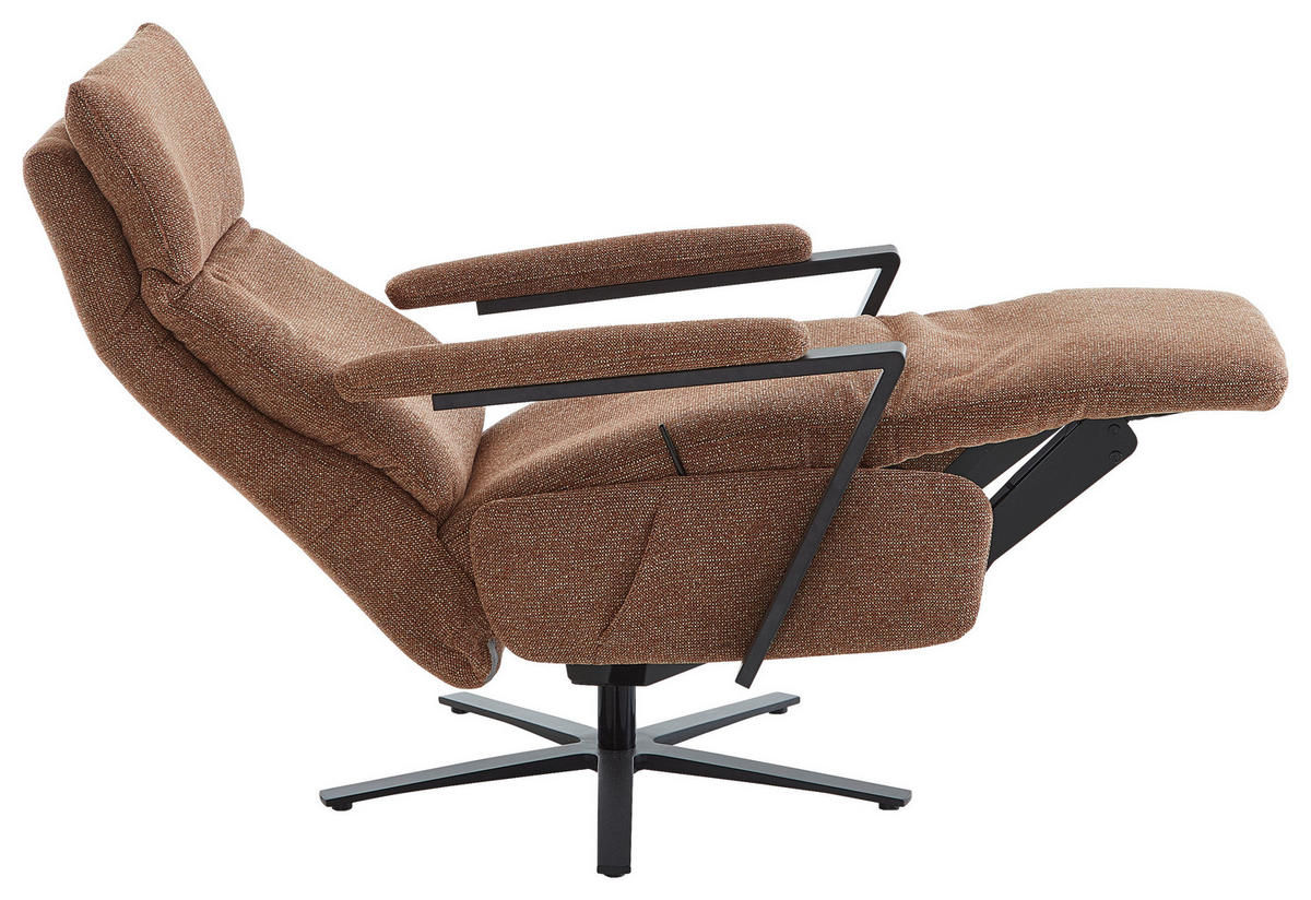 RELAXSESSEL in Textil Kupferfarben  - Schwarz/Kupferfarben, Design, Textil/Metall (68/117/85cm) - Cantus