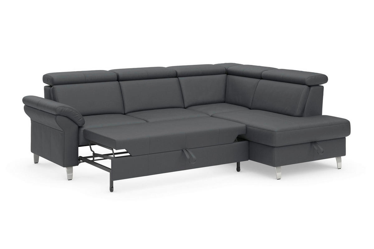 ROHOVÁ SEDAČKA, kůže, černá - černá/barvy chromu, Basics, kov/kůže (245/194cm) - Sit & More