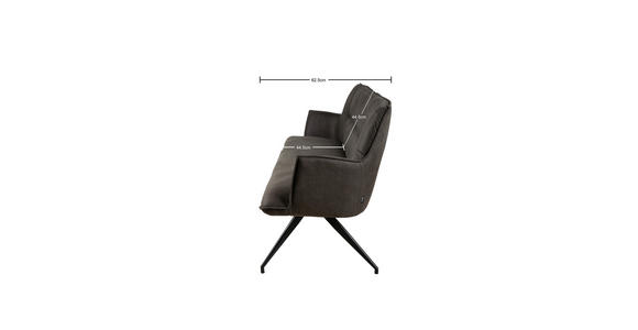 SITZBANK 203,5/87/64 cm Mikrofaser Schwarz, Dunkelgrau  - Dunkelgrau/Schwarz, Design, Textil/Metall (203,5/87/64cm) - Novel