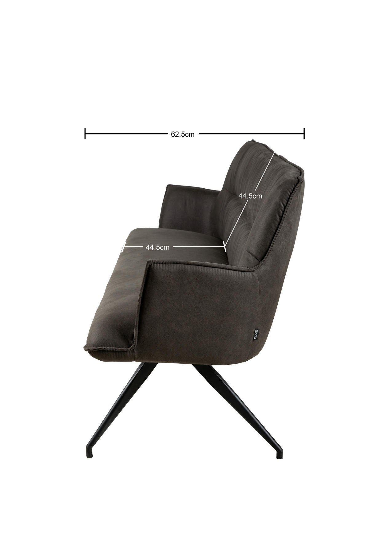 ÜLŐPAD fém, textil fekete, sötétszürke  - fekete/sötétszürke, Design, textil/fém (203,5/87/64cm) - Novel