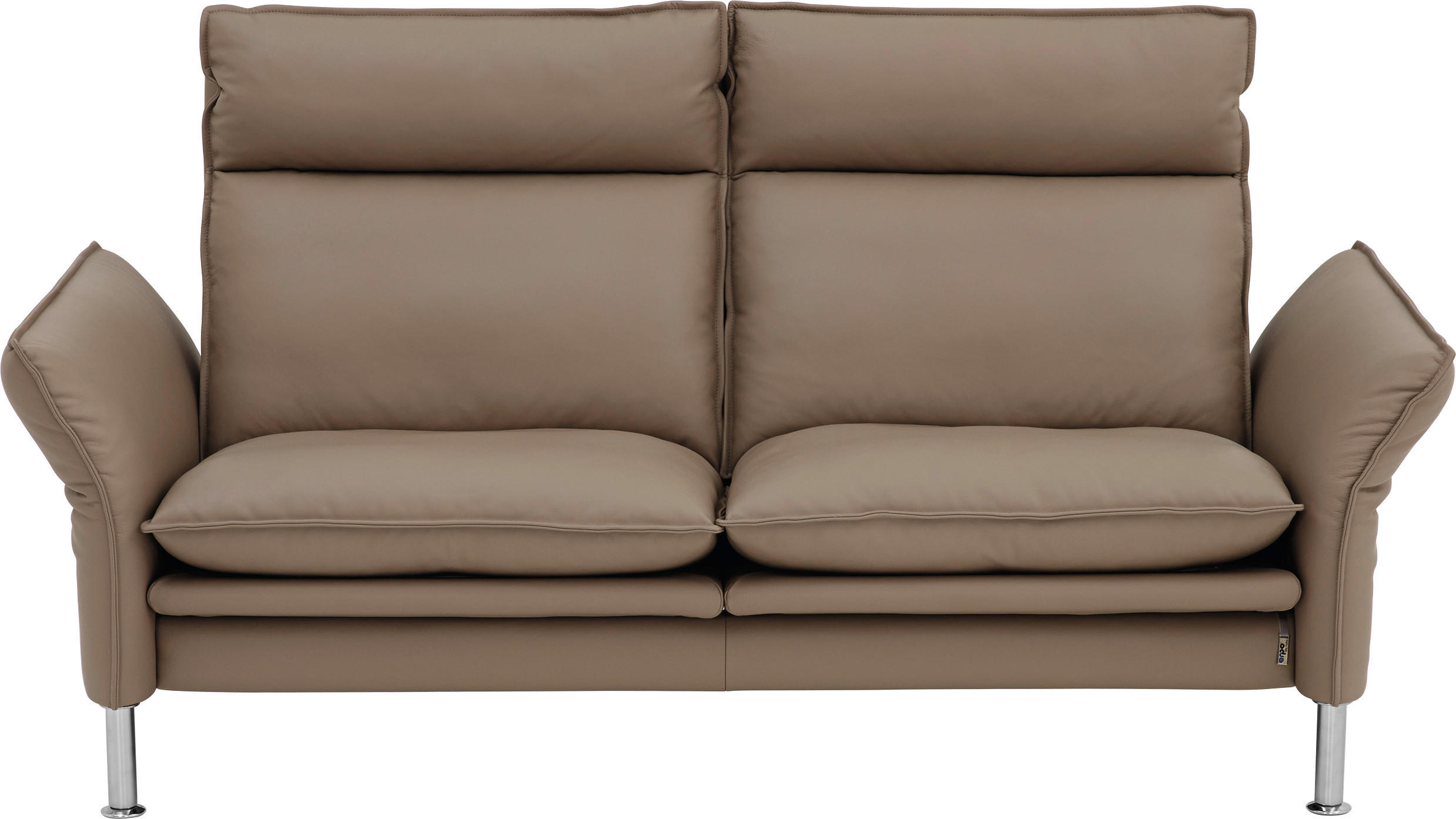 2,5-SITZER Echtleder Grau  - Chromfarben/Grau, KONVENTIONELL, Leder/Metall (176/93/88cm) - Erpo