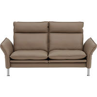 2,5-SITZER Echtleder Grau  - Chromfarben/Grau, KONVENTIONELL, Leder/Metall (176/93/88cm) - Erpo