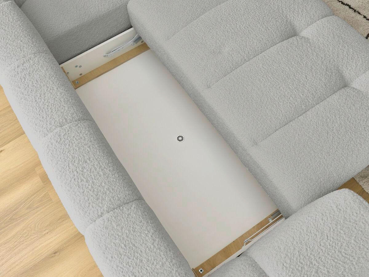 ECKSCHLAFSOFA FUJI Bouclé Hellgrau  inkl.  - Hellgrau/Schwarz, MODERN, Kunststoff/Textil (282/204cm)