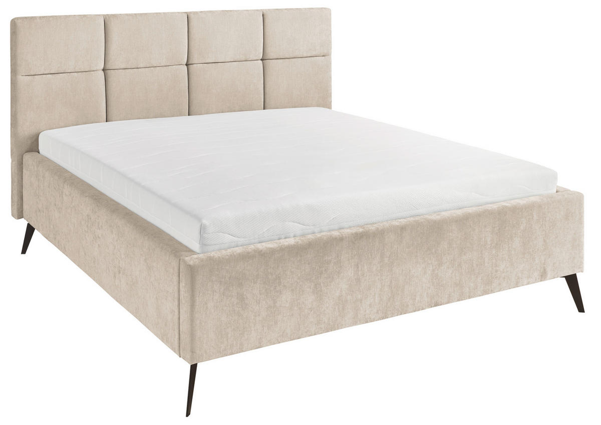 POLSTERBETT 140/200 cm,  in Beige,  - Beige/Schwarz, KONVENTIONELL, Textil/Metall (140/200cm) - SetOne by Musterring