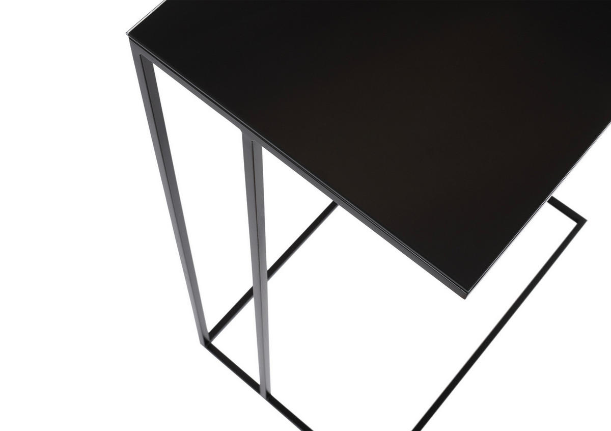 BEISTELLTISCH in Metall, Glas 50/30/68 cm  - Schwarz, Design, Glas/Metall (50/30/68cm) - Novel