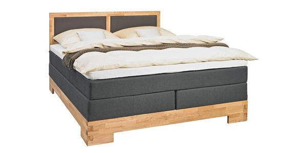 BOXSPRINGBETT 160/200 cm  in Braun, Eichefarben  - Eichefarben/Braun, Design, Holz/Textil (160/200cm) - Linea Natura