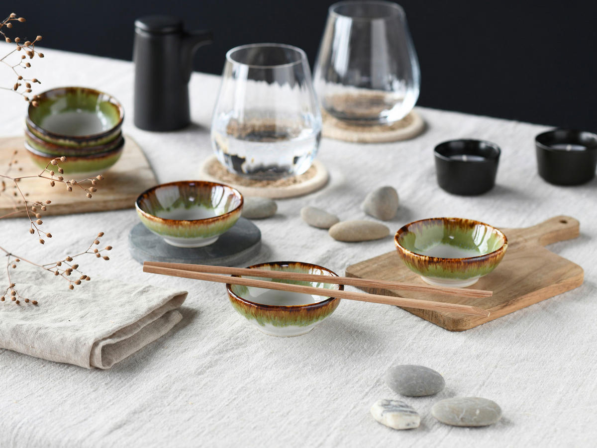 DIPSCHALENSET Keramik Steinzeug  - Weiß/Grün, Design, Keramik - Creatable